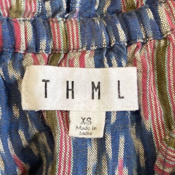 THML XS Ikat Off Shoulder Flutter Sleeve Coin Tassel Boho Cropped Top - Picture 10 of 12